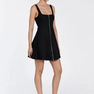 DISSH HARRIET BLACK 100% LINEN ZIP MINI DRESS - NWT - SIZE 6